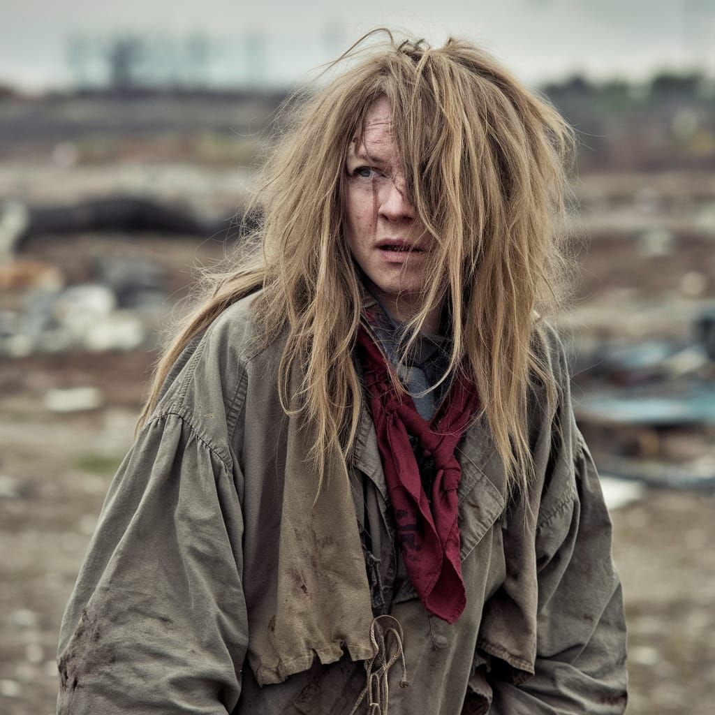 Post-Apocalyptic Woman in Desolate Landscape, Leica Photo