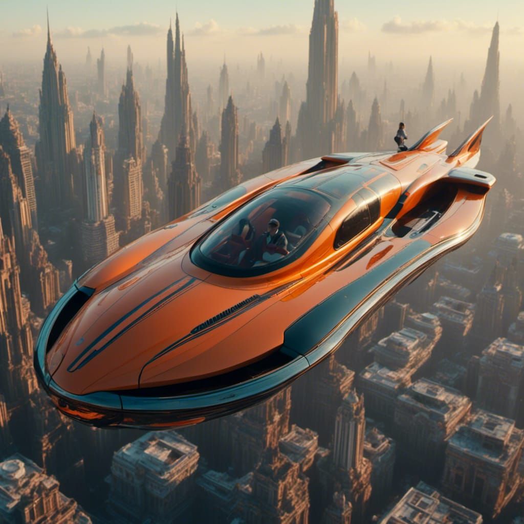 Futuristic Sports Car Landing: Cinematic Film Still