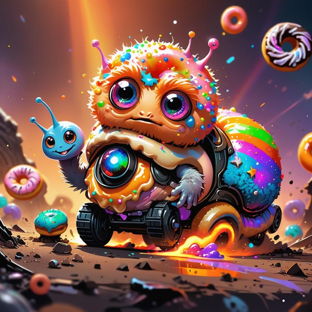 Chibi Snail Alien Races Donut Tank in Wasteland