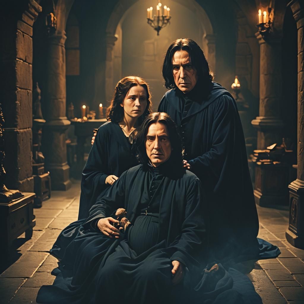 Pregnant Severus Snape with Twins in Mystical Chamber