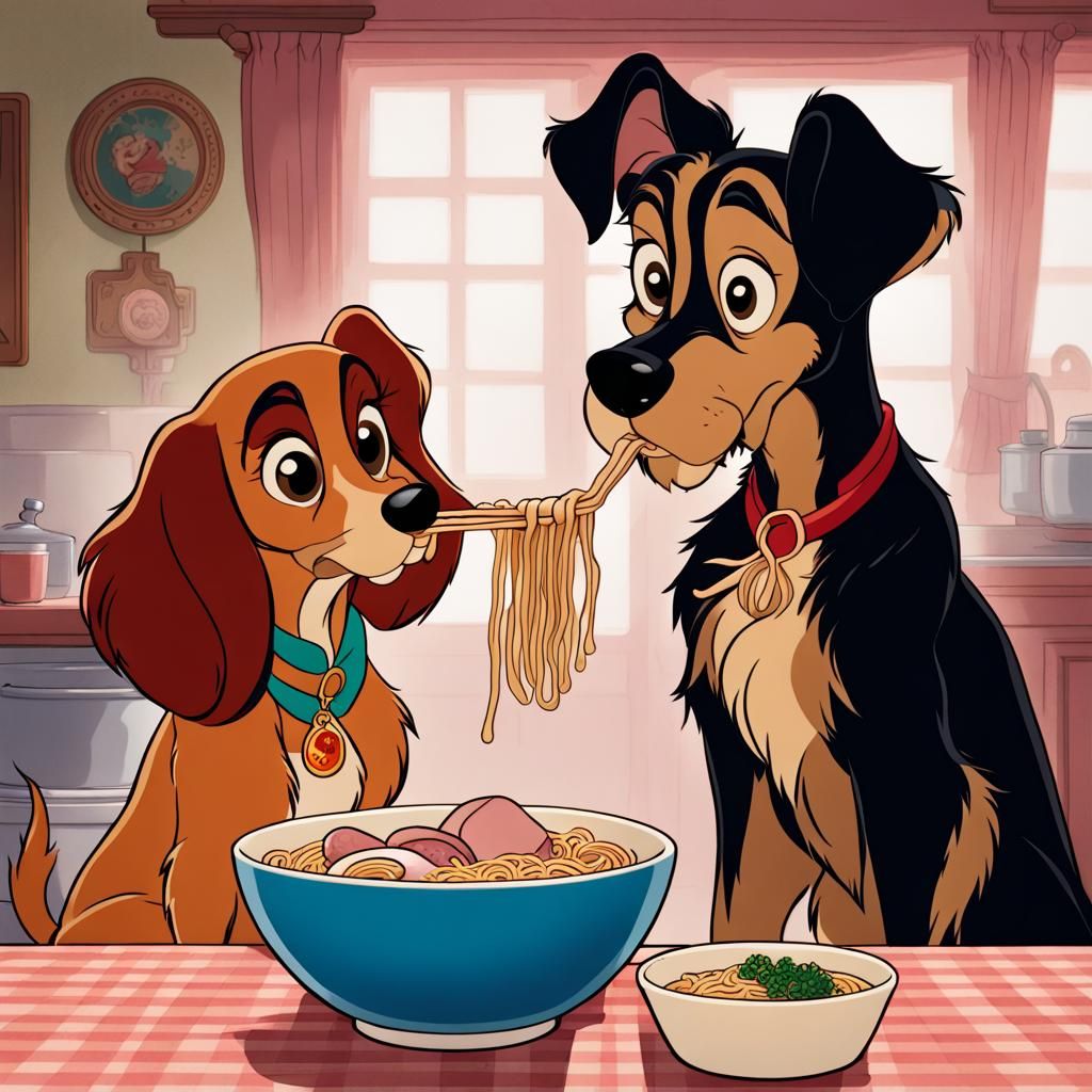 Lady and the Tramp Share Ramen, Disney Style