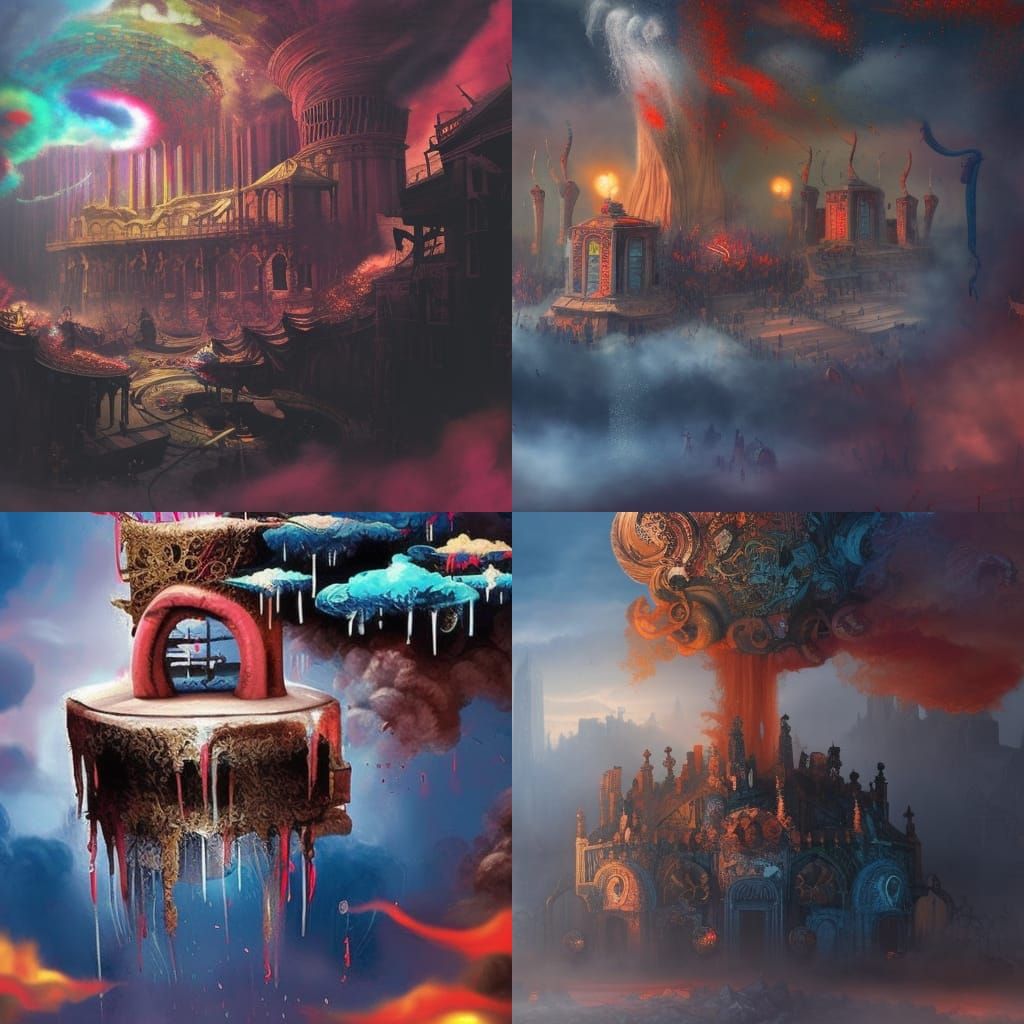 Epic Apocalypse Scene: Bombing in a Hall, Hyperrealistic Det...