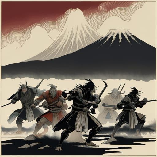 Ukiyo-e Style Battle Before Minas Tirith