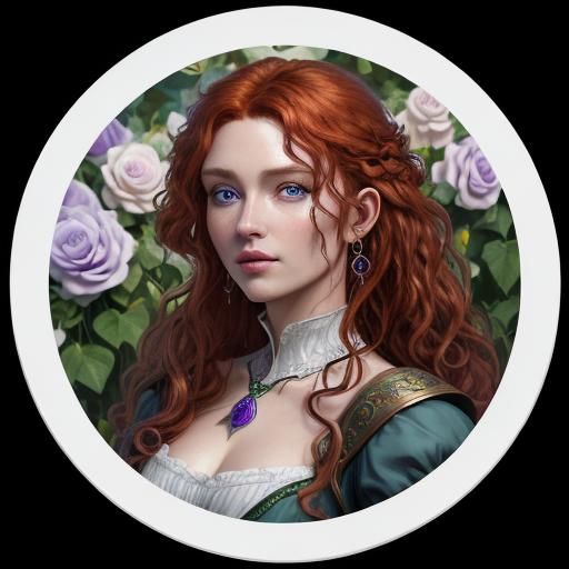 Beautiful Peasant Girl with Copper Hair, Digital Painting