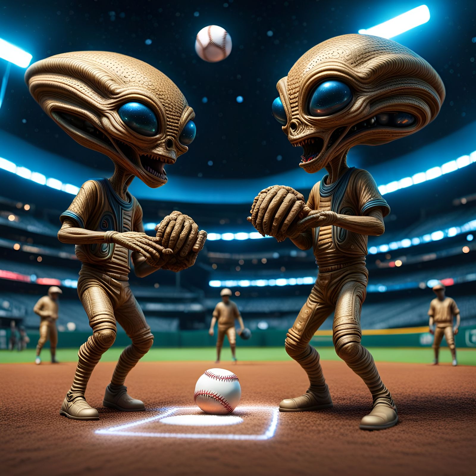 Intergalactic Aliens Play Baseball in Space