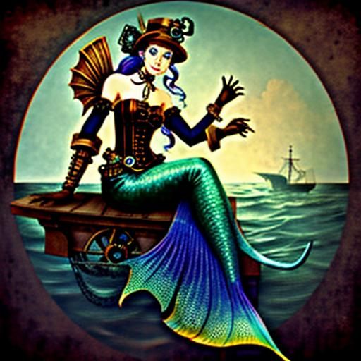Steampunk Mermaid with Mechanical Details