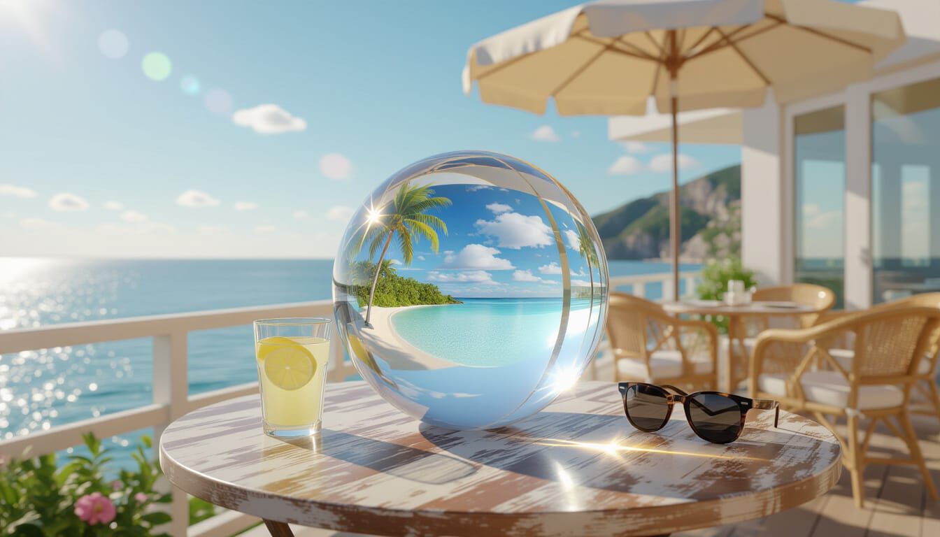 Crystal Ball: Miniature Summer Paradise in Glass