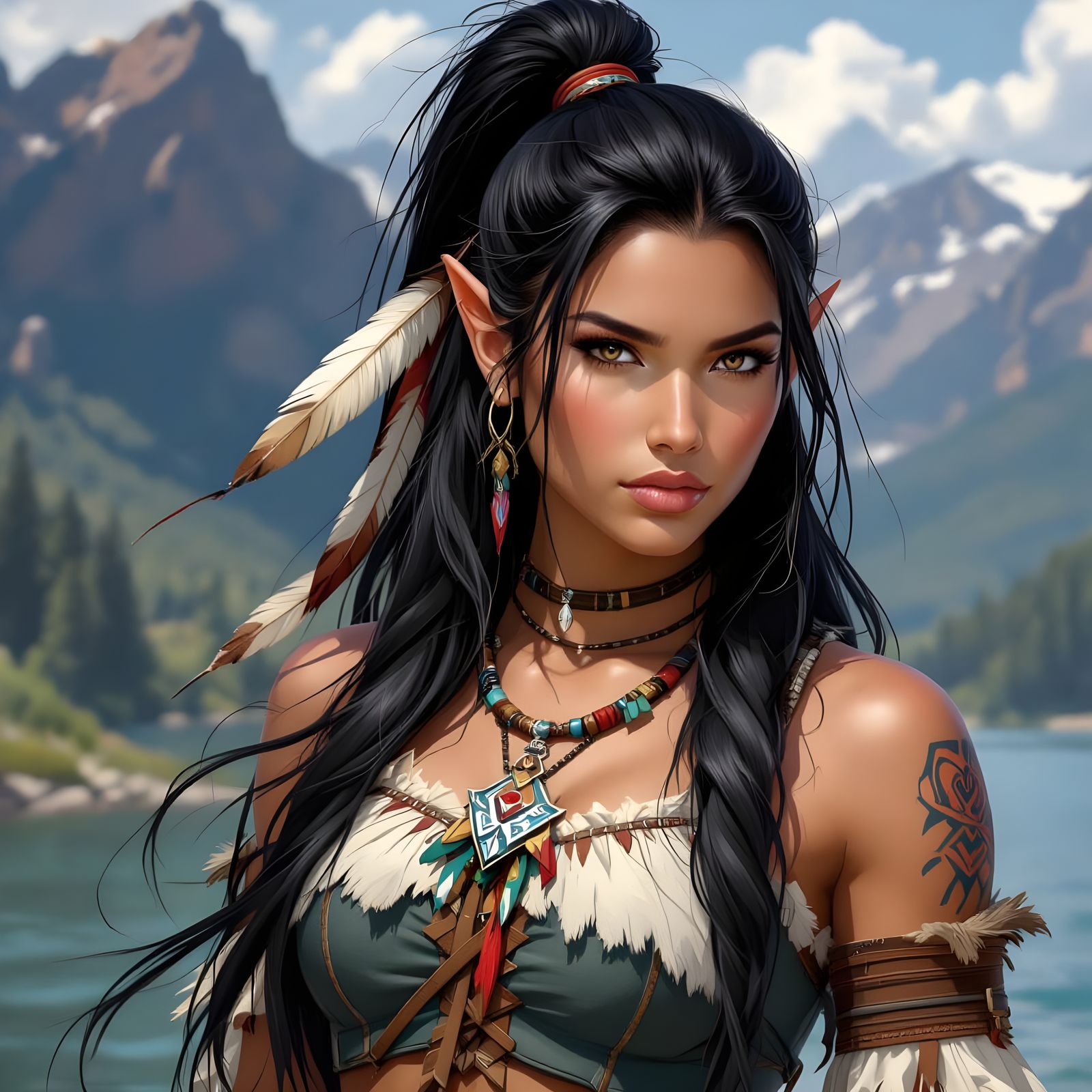 Beautiful Indigenous Woman as Wood Elf Princess