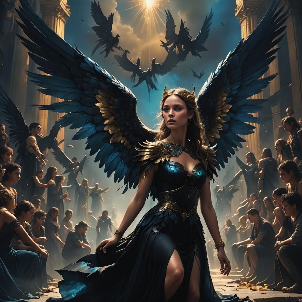 Angelic Woman in Dark Fantasy Matte Painting