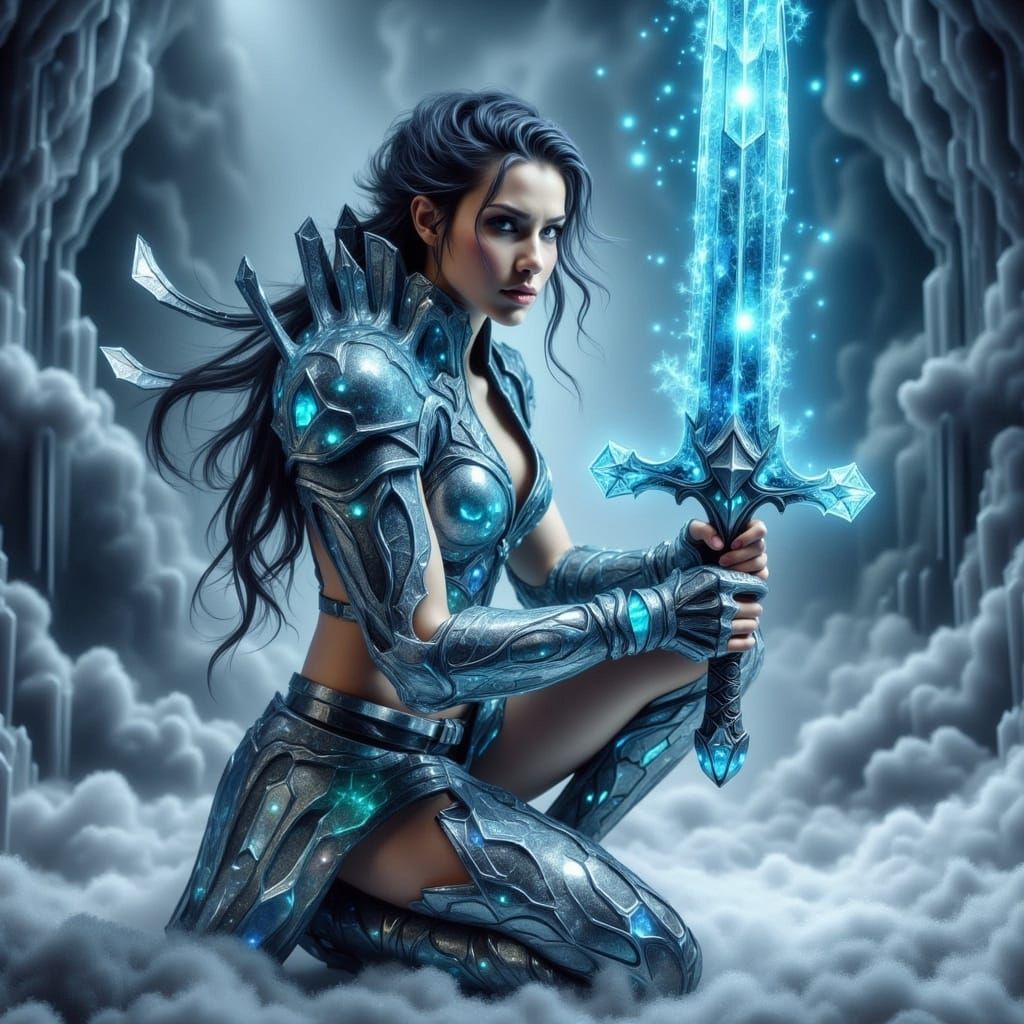 Jessica Biel as Elven Warrior with Ice Sword