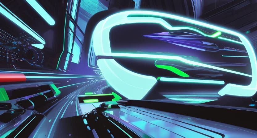 Daft Punk Tron Light Cycle in Neon Style