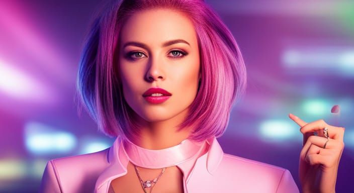 Female DJ Dancing in Neon Nightclub: 3D Digital Art