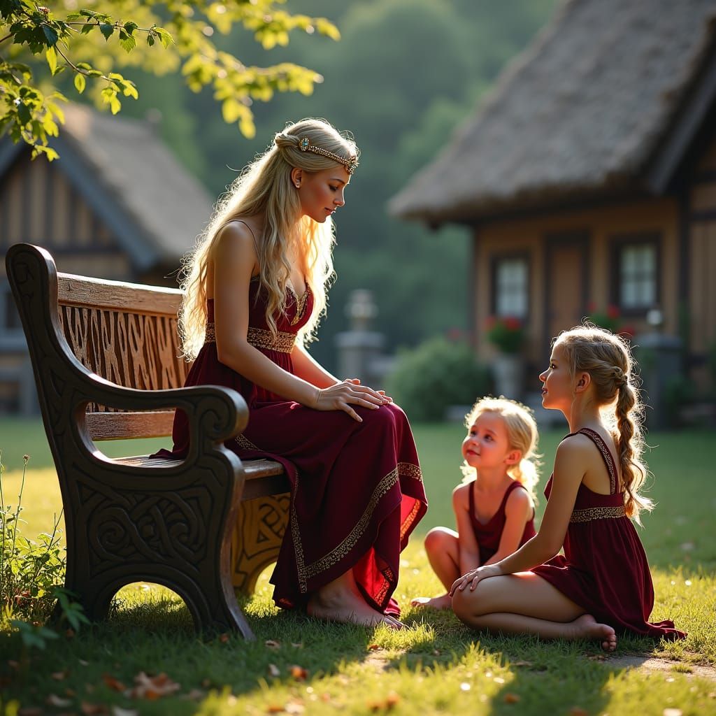 Norse Goddess Sága Telling Enchanted Stories