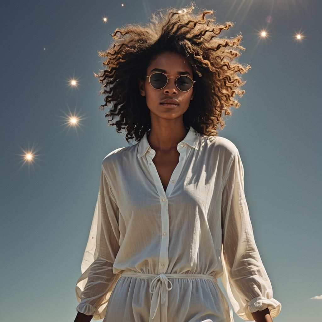 Ethereal Woman Bathed in Sunlight