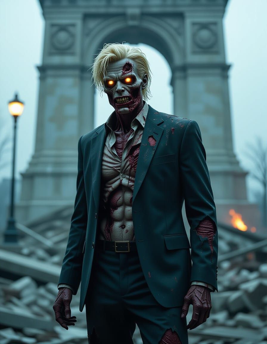 Decaying Homelander Zombie in Gritty Horror Photo