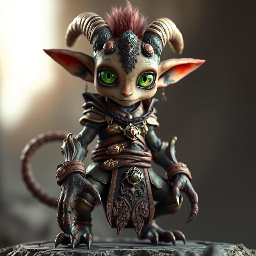 Armored Furry Creature in 3D Anime Style