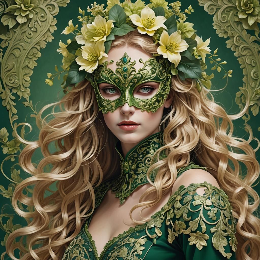 French Student in Floral Mask: Cinematic Matte Painting