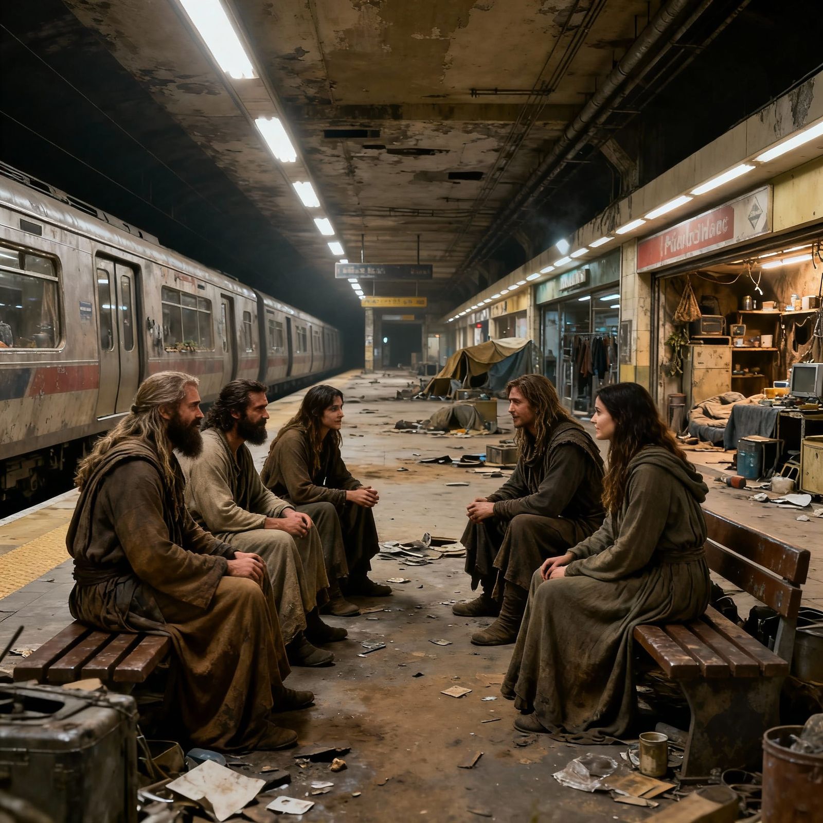 Dystopian Survivors Rebuild in Ruined Underground Mall