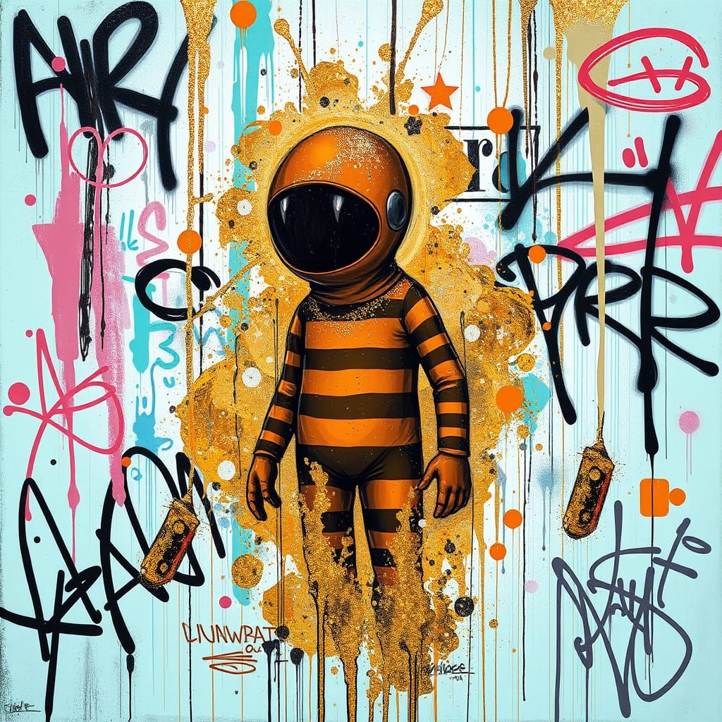 Vibrant Street Art Figure Melts in Polychromatic Haze