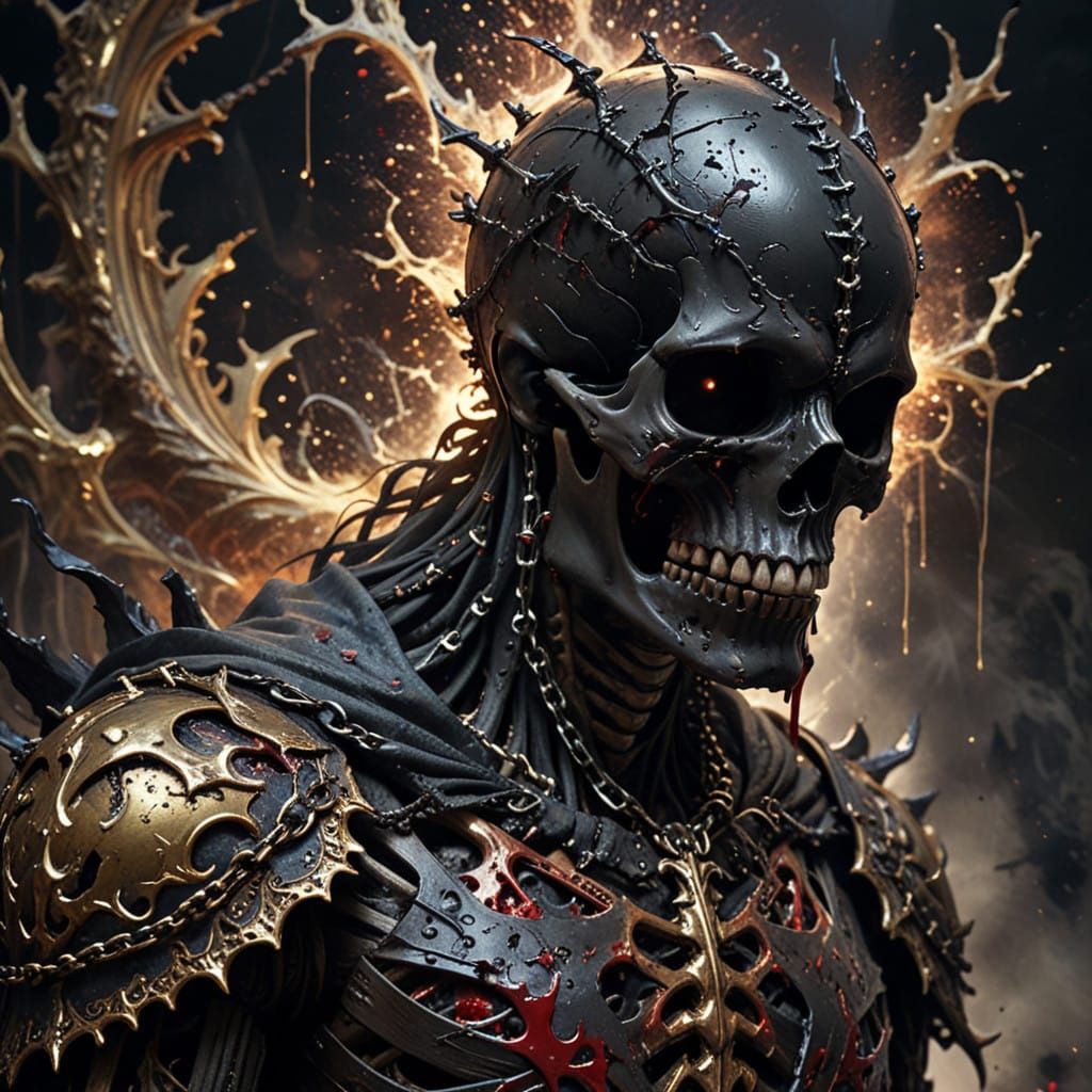 Dark Metallic Skeleton King in Gothic Horror