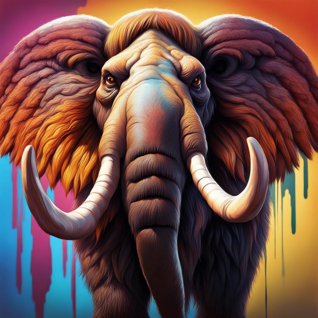 Hyperrealistic Mammoth in Splash Art Style