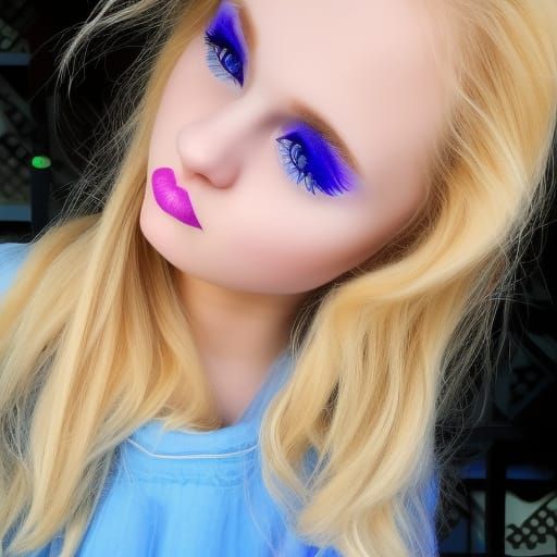 Ethereal Young lady with beautiful blonde hair& Crystal blue...