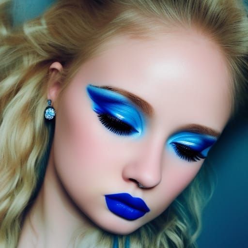Ethereal Young lady with beautiful blonde hair& Crystal blue...