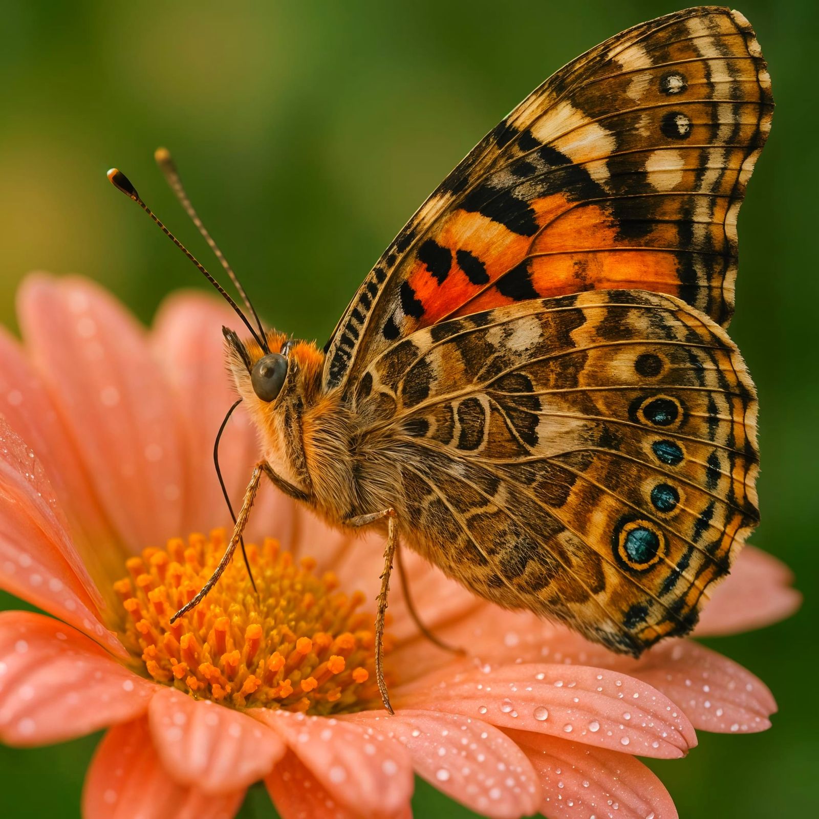 Butterfly on Flower: Ultra-Photorealistic Macro Photo