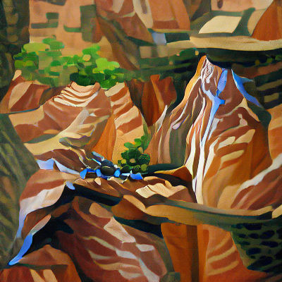 Zion Canyon Quietude as Oil Painting