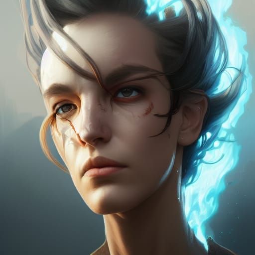 Arcane Rogue Double Exposure Portrait in Hyperdetailed Style