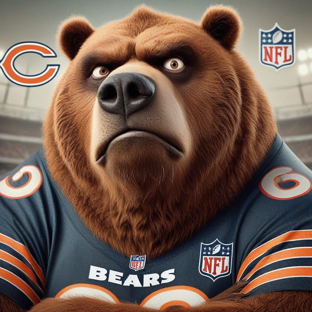 Comical Kodiak Bear in NFL Disguise