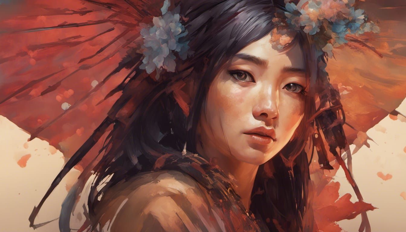 Exotic Japanese Woman Portrait in Hyperdetailed Style