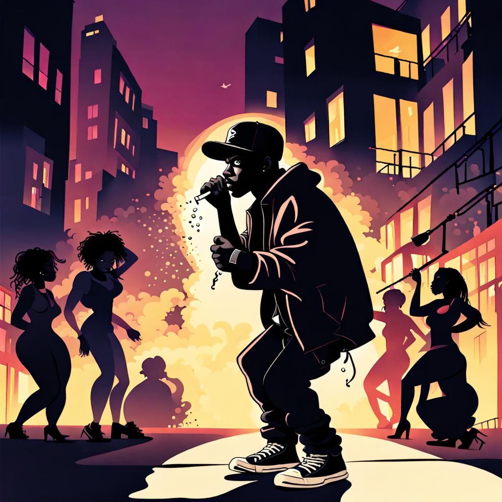 Rapper's Urban Art Passion: Cartoon Cover Scene