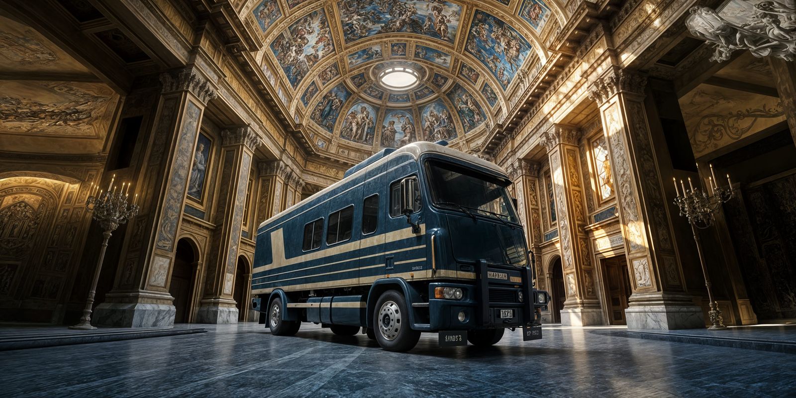 Sistine Chapel Interior with Scania Truck