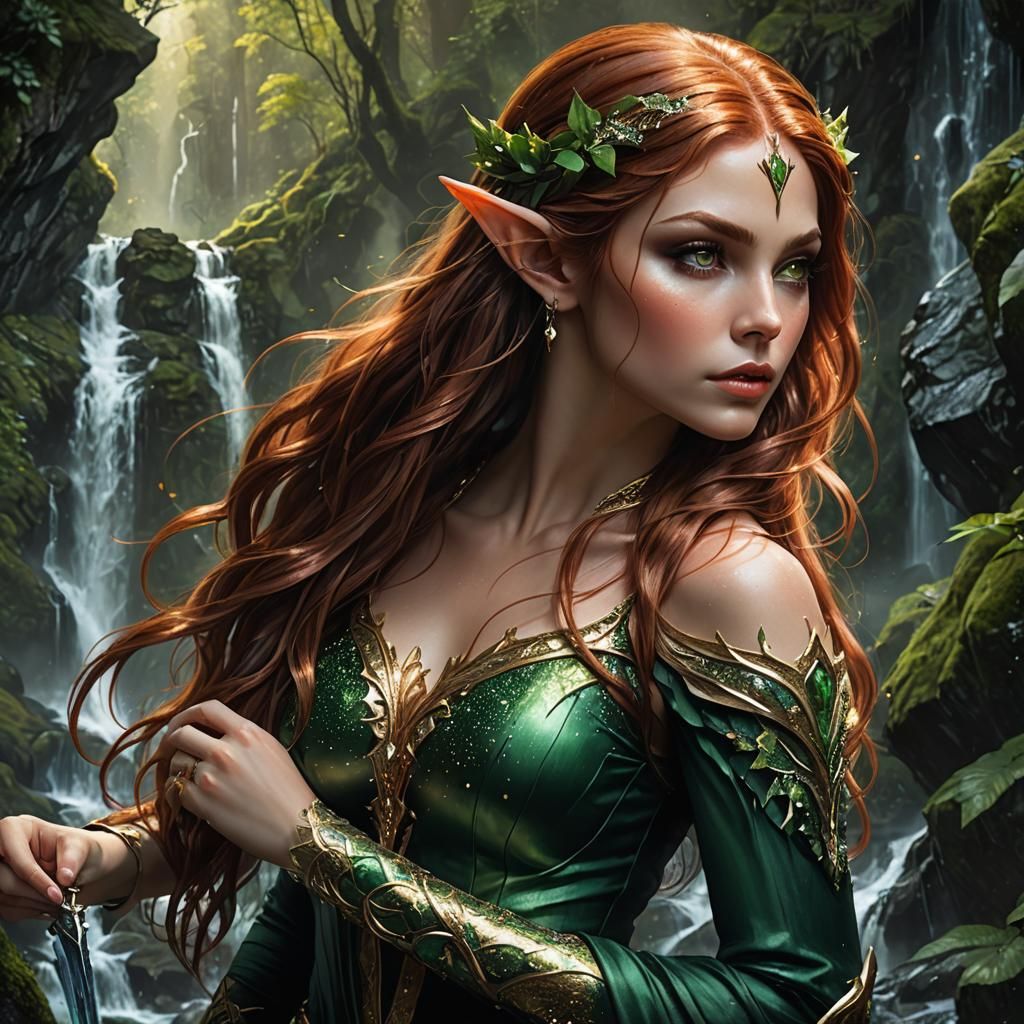 Beautiful Sylvan Elf Woman in Mystical Forest