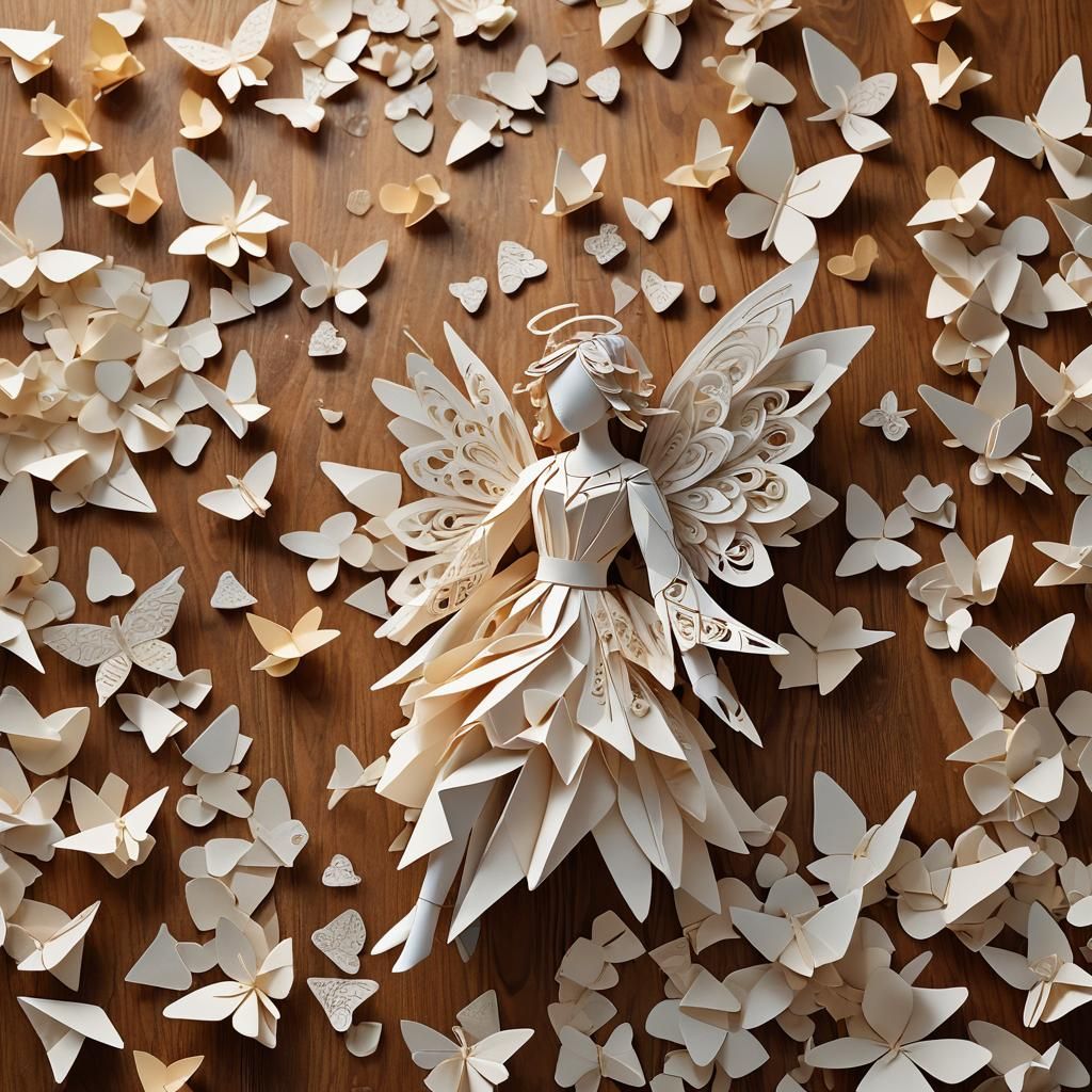 Delicate Paper Angel Origami Macro Photograph