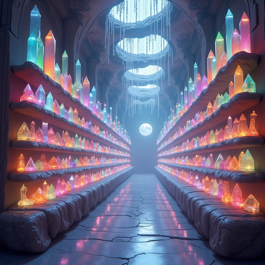 Mystical Crystal Store Interior in High-Fantasy Style