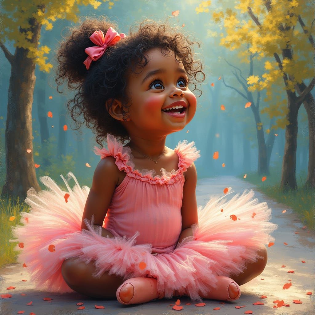 Chubby Black Girl as Ballet Dancer in Degas Style