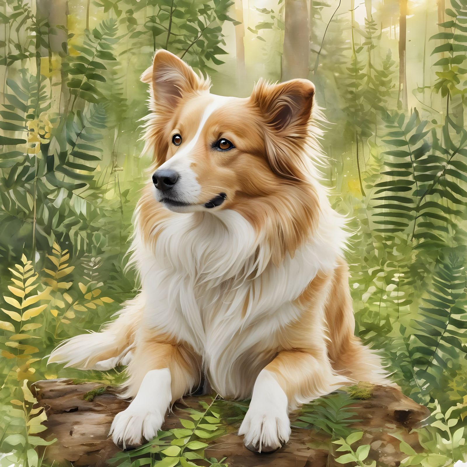 Border Collie Meditating in Forest