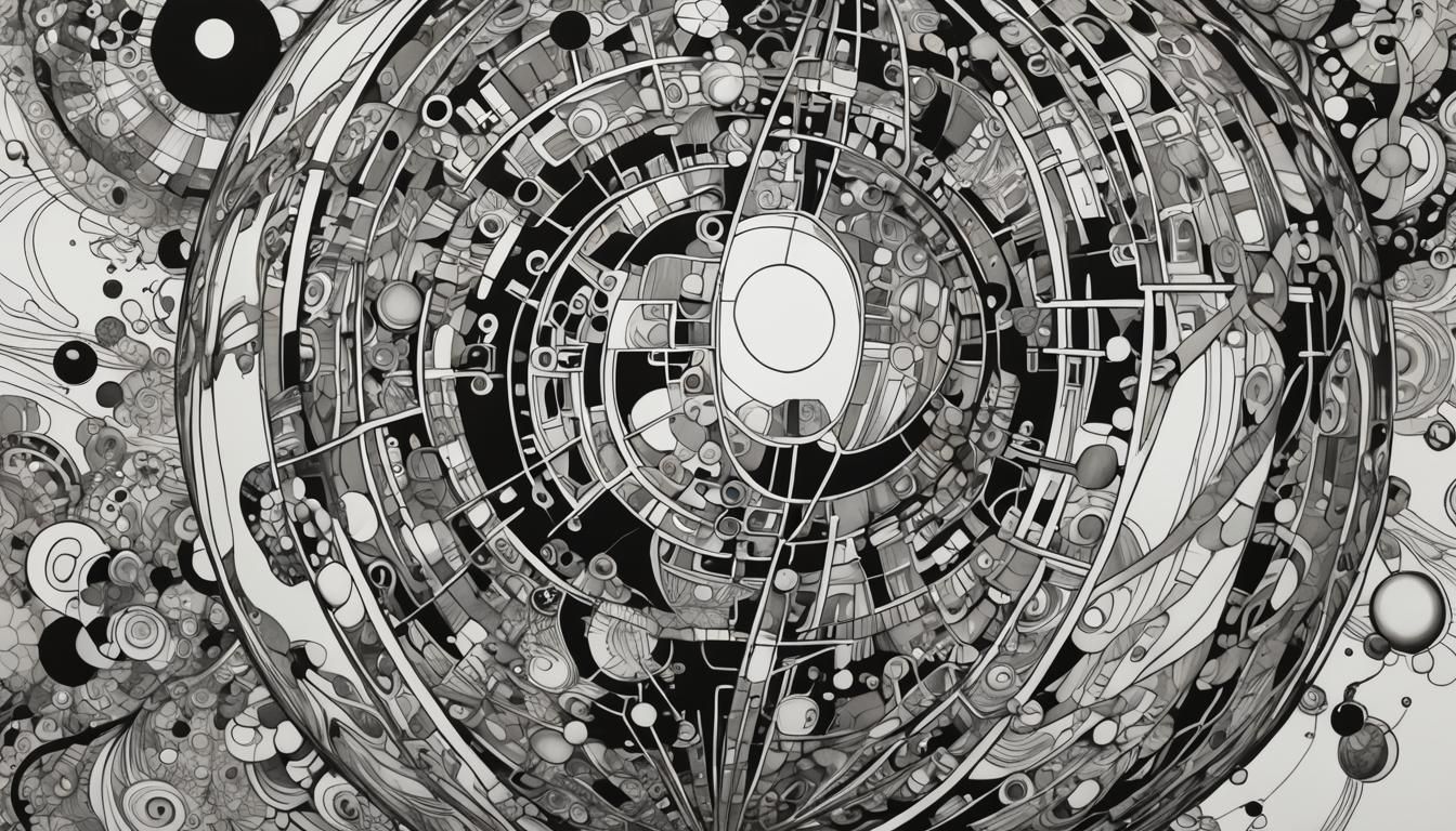 Abstract Hot Air Balloon Coloring Page in Black and White