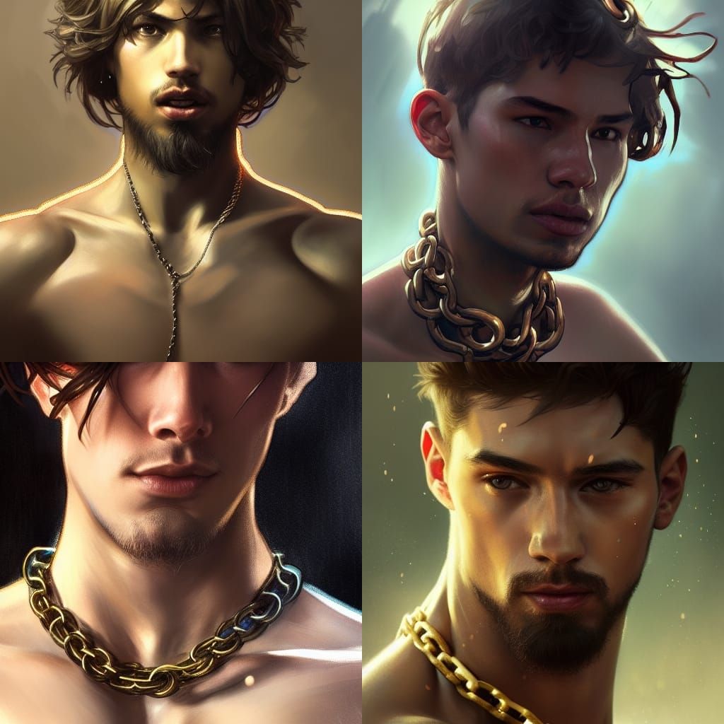 Chained Torso Portrait in Hyperdetailed Style