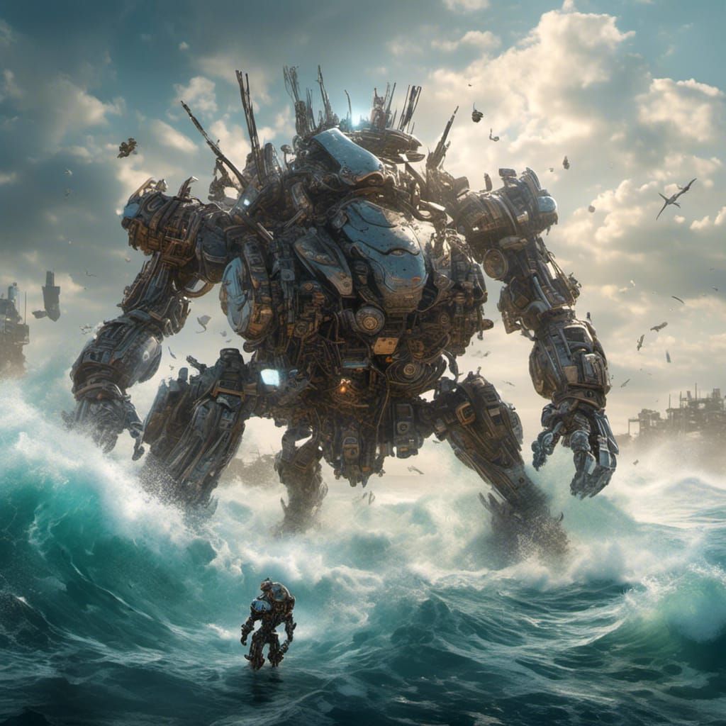 Hyperreal Centaur Battle Mech on Metal World