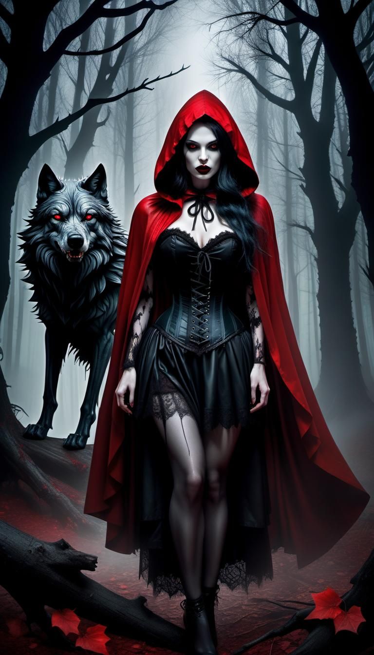 Gothic Red Riding Hood and the Wolf in Horror Art