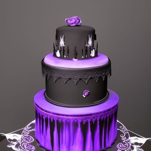 Elegant Gothic purple& black cake