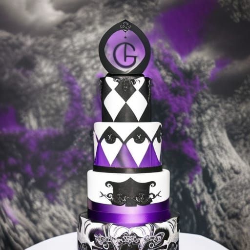 Elegant Gothic purple& black cake