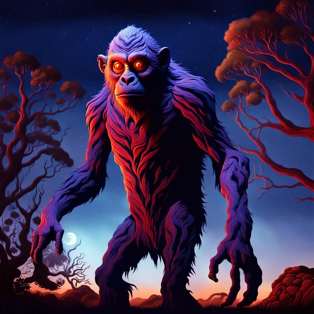 Yowie in the Outback: Hyperrealistic Digital Art