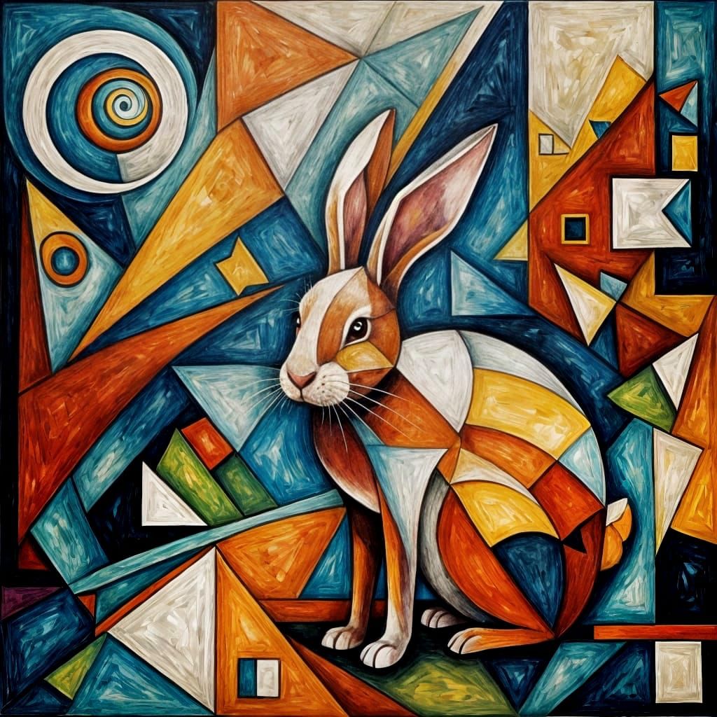 Rabbit in Cubist Art Style