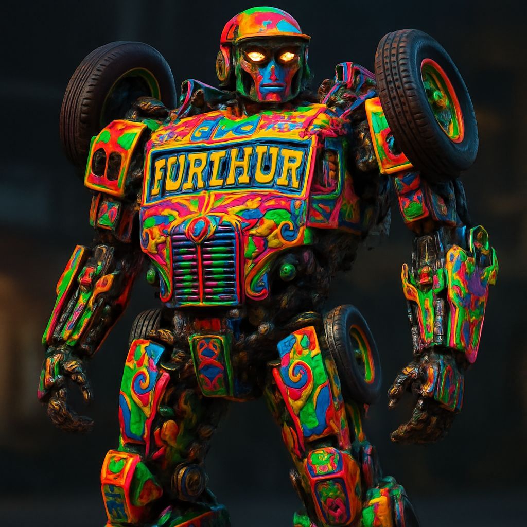 DayGlo Transformer Furthur Bus in CGI Realism