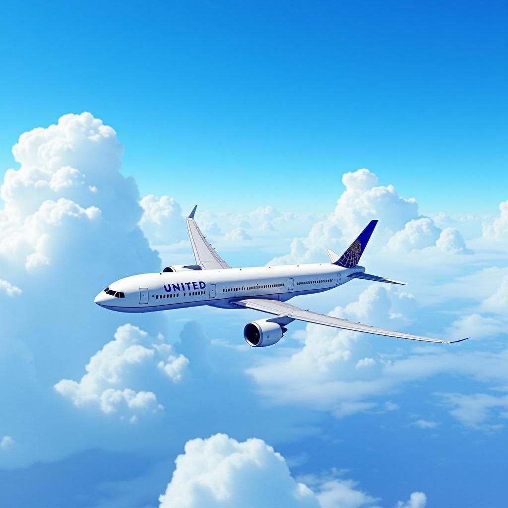 United Airlines Boeing 777-300ER in Flight