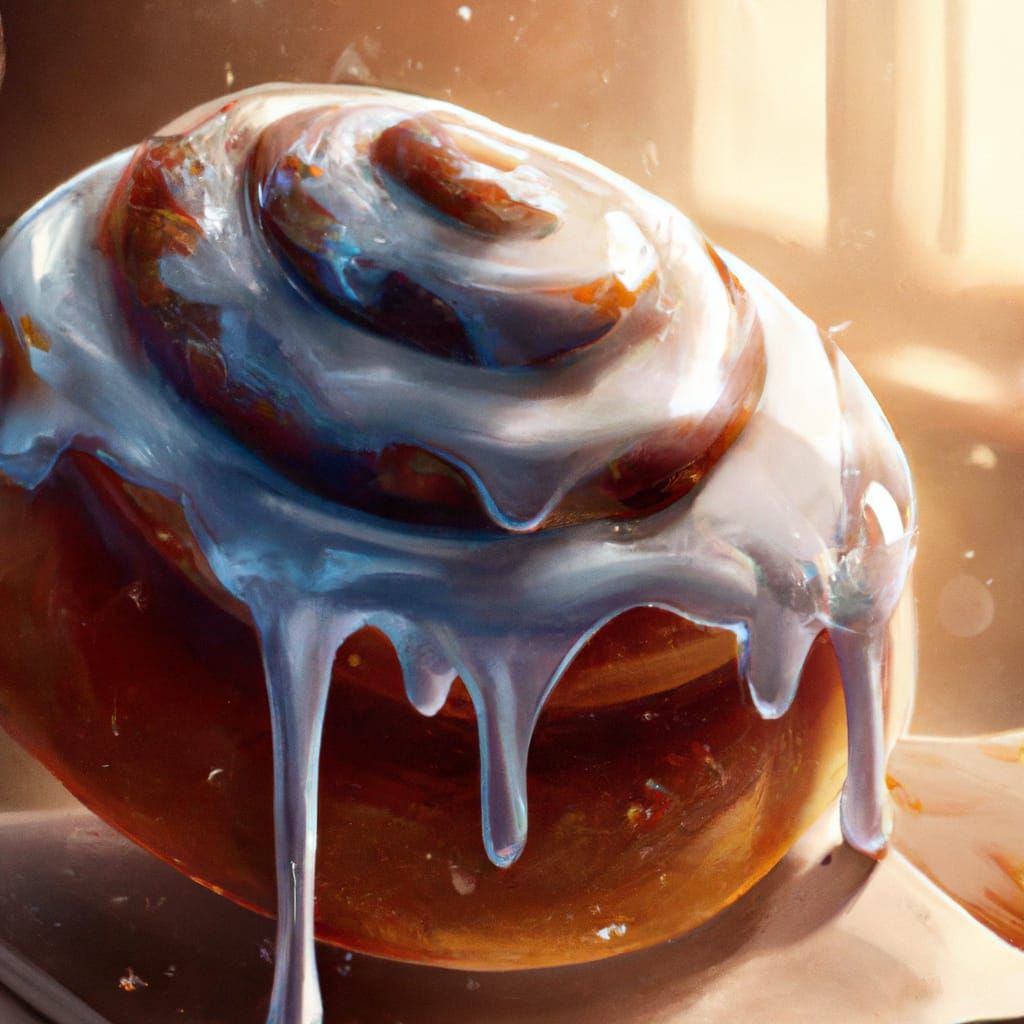 Cinnamon Roll Portrait with Icing, Digital Art